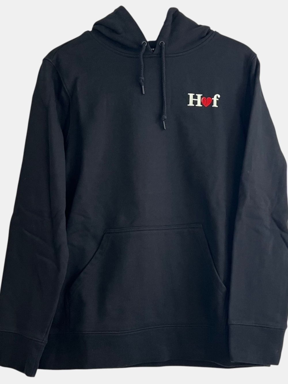 HUF Broken Heart Pullover Hoodie Mens Large Black Graphic Sweatshirt L